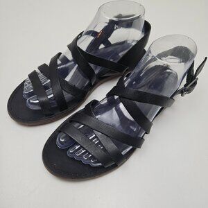 Madewell The Boardwalk Multi‎ Strap Strappy Leather Sandals Sz 8 Black